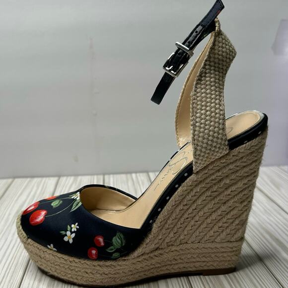 Jessica Simpson Womens 6M Zestah Ankle Strap Wedge Heels Cherry Strawberry Fruit - Picture 6 of 9